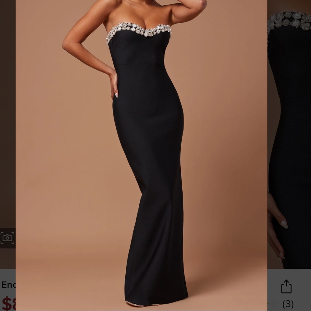 FASHION NOVA- ENCHANTED BANDAGE MAXI DRESS - black S (never worn)